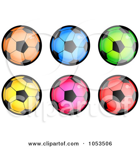 Royalty-Free Clip Art Illustration of a Digital Collage Of Colorful Soccer Balls by Prawny