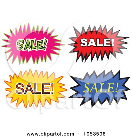 Royalty-Free Vector Clip Art Illustration of a Digital Collage Of Sale Comic Bursts by Prawny