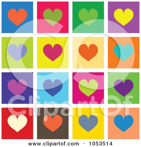 Royalty-Free Clip Art Illustration of a Background Of Colorful Heart Tiles by Prawny
