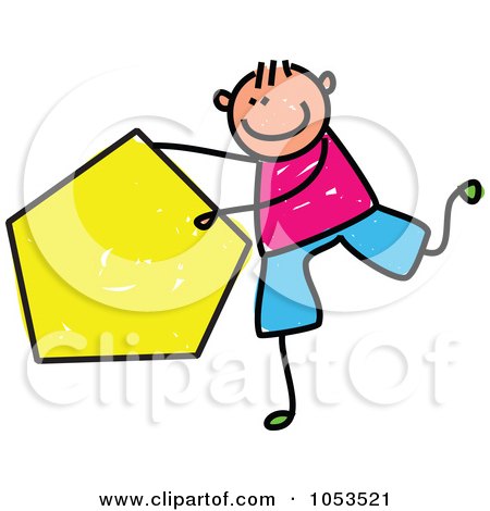 Royalty-Free Vector Clip Art Illustration of a Doodle Boy Holding A Pentagon by Prawny