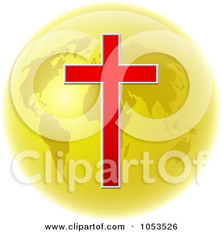 Royalty-Free Clip Art Illustration of a Yellow Christian Globe With A Cross by Prawny
