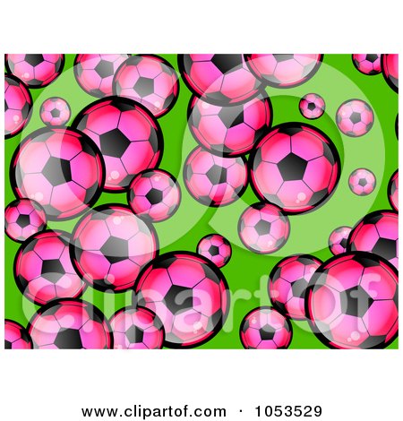 Royalty-Free Clip Art Illustration of a Background Pattern Of Pink Soccer Balls On Green by Prawny
