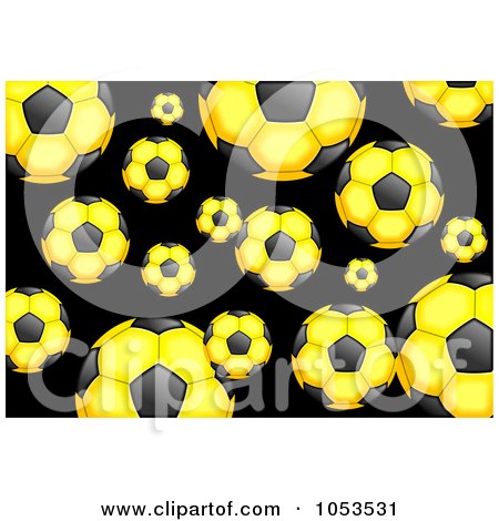 Royalty-Free Clip Art Illustration of a Background Pattern Of Yellow Soccer Balls by Prawny