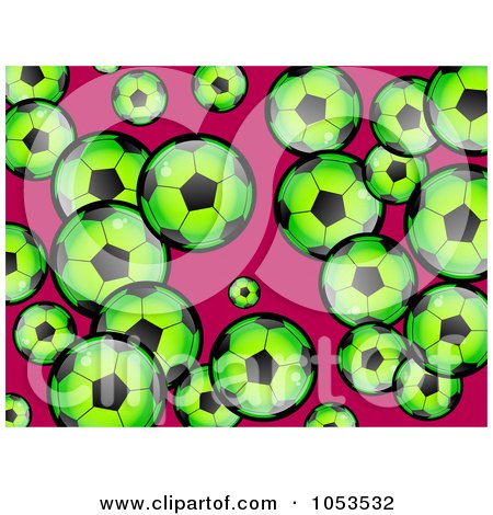 Royalty-Free Clip Art Illustration of a Background Pattern Of Green Soccer Balls On Pink by Prawny