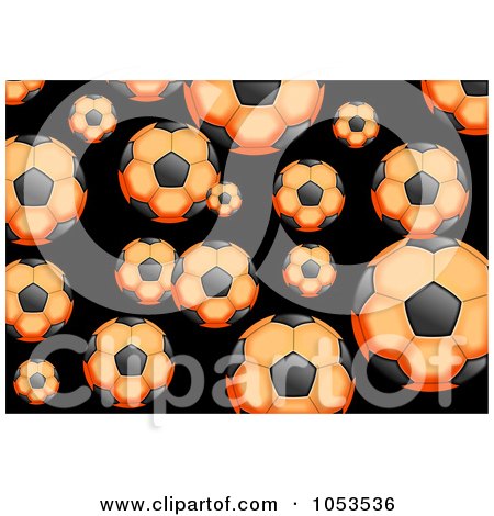 Royalty-Free Clip Art Illustration of a Background Pattern Of Orange Soccer Balls by Prawny