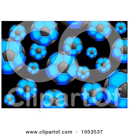 Royalty-Free Clip Art Illustration of a Background Pattern Of Blue Soccer Balls by Prawny