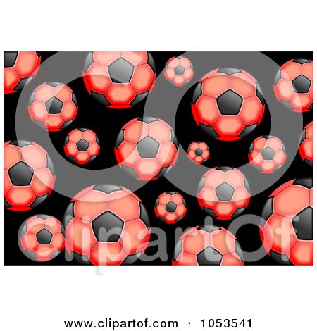 Royalty-Free Clip Art Illustration of a Background Pattern Of Red Soccer Balls by Prawny