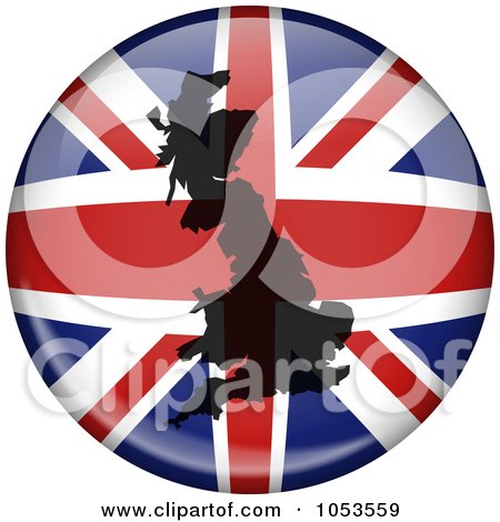 Royalty-Free Clip Art Illustration of a UK Flag Globe With A Silhouette Of The United Kingdom by Prawny