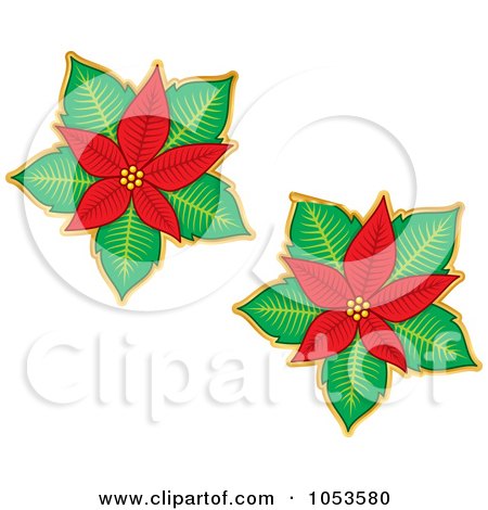 Royalty-Free Vector Clip Art Illustration of a Digital Collage Of Christmas Poinsettia Stickers by Any Vector