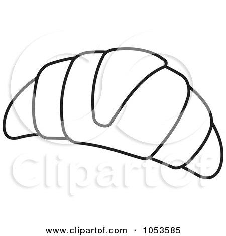 Royalty-Free Vector Clip Art Illustration of a Black And White Outline Of A Croissant by Any Vector