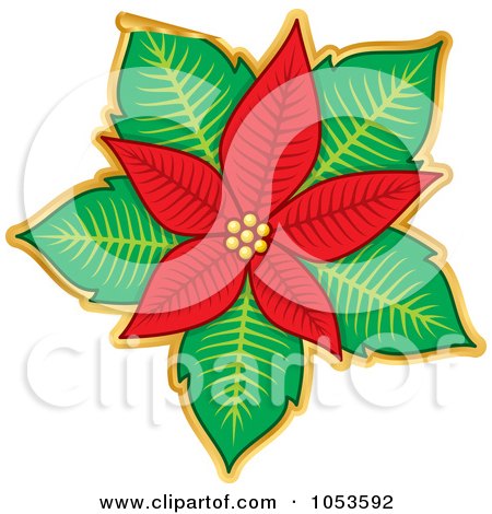 Royalty-Free Vector Clip Art Illustration of a Peeling Christmas Poinsettia Sticker by Any Vector