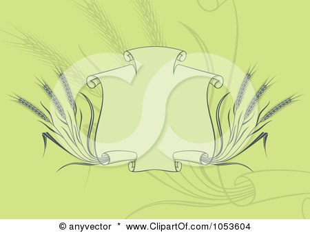 Royalty-Free Vector Clip Art Illustration of a Green Background Of A Banner With Wheat by Any Vector