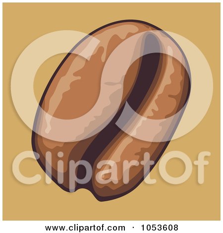 Royalty-Free Vector Clip Art Illustration of a Coffee Bean On Tan by Any Vector