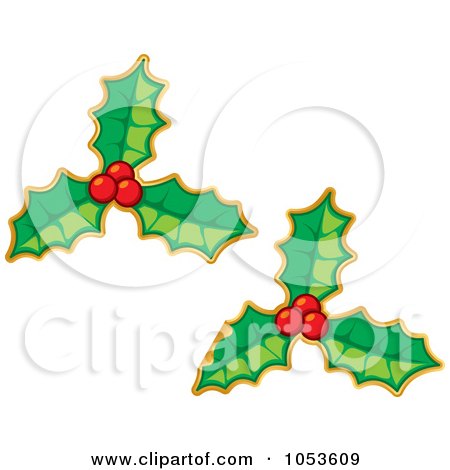 Royalty-Free Vector Clip Art Illustration of a Digital Collage Of Christmas Holly Stickers by Any Vector