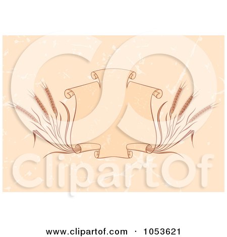 Royalty-Free Vector Clip Art Illustration of a Beige Background Of A Banner With Wheat by Any Vector