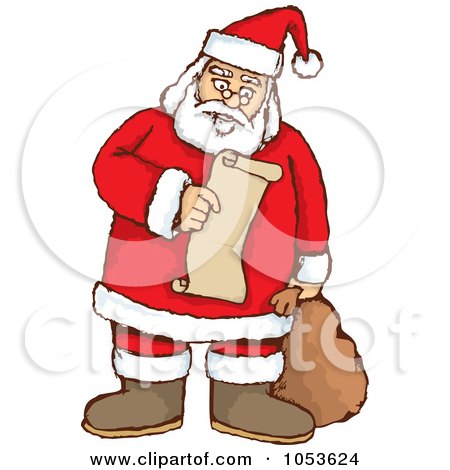 Royalty-Free Vector Clip Art Illustration of a Santa Pausing To Read His List by Any Vector