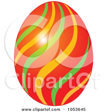 Royalty-Free Vector Clip Art Illustration of an Orange Easter Egg With A Wave Pattern by Pushkin