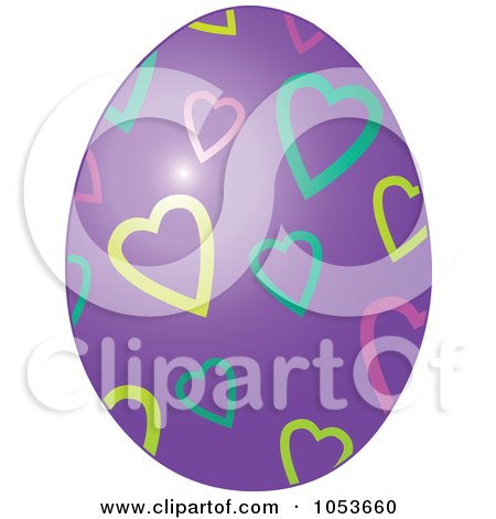 Royalty-Free Vector Clip Art Illustration of a Purple Easter Egg With A Heart Pattern by Pushkin
