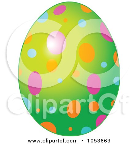 Royalty-Free Vector Clip Art Illustration of a Green Easter Egg With A Polka Dot Pattern by Pushkin