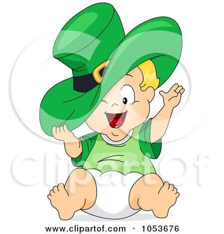 Royalty-Free Vector Clip Art Illustration of a Cute Leprechaun Toddler With A Big Hat by BNP Design Studio