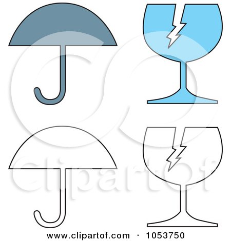 Royalty-Free Vector Clip Art Illustration of a Digital Collage Of Umbrellas And Fragile Glass by patrimonio