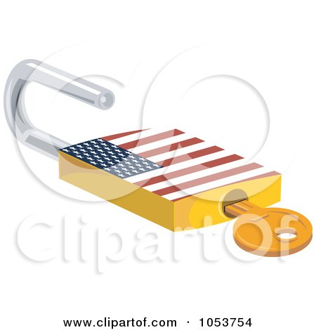 Royalty-Free Vector Clip Art Illustration of an Open American Padlock by patrimonio