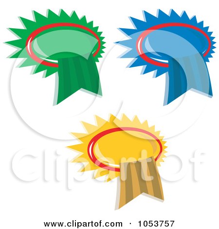 Royalty-Free Vector Clip Art Illustration of a Digital Collage Of Rosette Award Ribbons by patrimonio