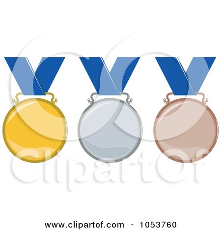 Royalty-Free Vector Clip Art Illustration of a Digital Collage Of Gold, Silver And Bronze Medals by patrimonio