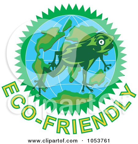Royalty-Free Vector Clip Art Illustration of a Frog Over A Globe Above Eco-Friendly Text - 1 by patrimonio