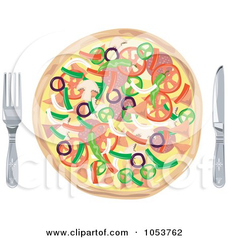 Royalty-Free Vector Clip Art Illustration of Silverware By A Supreme Pizza by patrimonio
