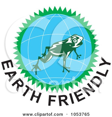 Royalty-Free Vector Clip Art Illustration of a Frog Over A Globe Above Earth Friendly Text - 1 by patrimonio