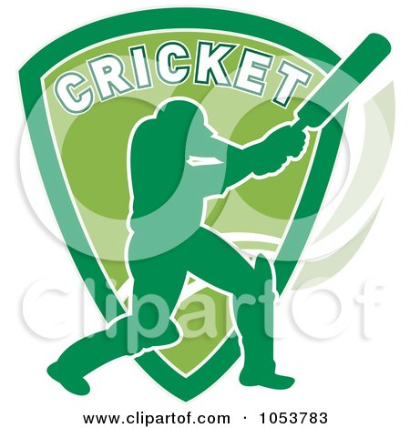 Royalty-Free Vector Clip Art Illustration of a Cricket Batsman With A Shield by patrimonio