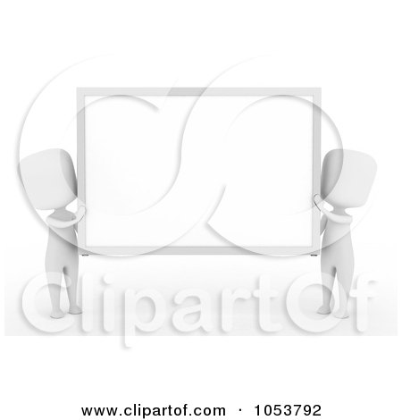 Royalty-Free 3d Clip Art Illustration of 3d Ivory White Men Carrying A Blank Sign Board by BNP Design Studio