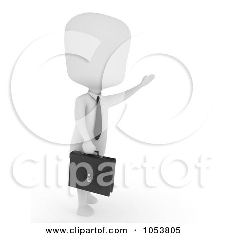 Royalty-Free 3d Clip Art Illustration of a 3d Ivory White Businessman Hailing A Cab by BNP Design Studio