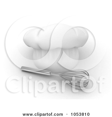 Royalty-Free 3d Clip Art Illustration of a 3d Chef Hat And Whisk by BNP Design Studio
