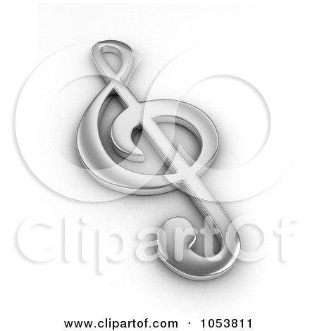 Royalty-Free 3d Clip Art Illustration of a 3d Silver Clef by BNP Design Studio
