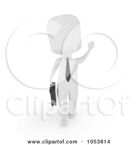 Royalty-Free 3d Clip Art Illustration of a 3d Ivory White Businessman Waving by BNP Design Studio