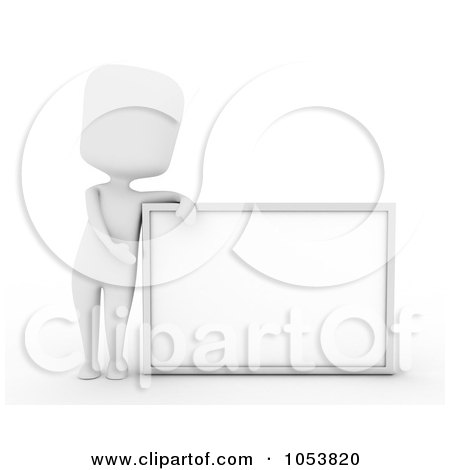 Royalty-Free 3d Clip Art Illustration of a 3d Ivory White Man With A Blank White Board - 1 by BNP Design Studio