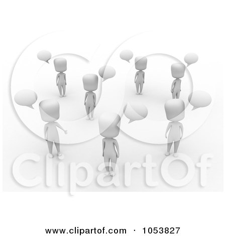 Royalty-Free 3d Clip Art Illustration of 3d Ivory White People Talking by BNP Design Studio