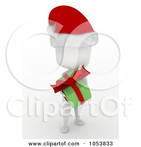 Royalty-Free 3d Clip Art Illustration of a 3d Ivory White Man Holding A Christmas Gift by BNP Design Studio
