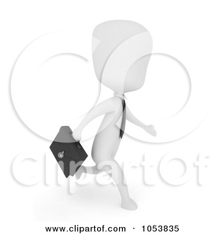 Royalty-Free 3d Clip Art Illustration of a 3d Ivory White Businessman Running by BNP Design Studio