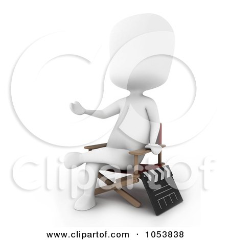 Royalty-Free 3d Clip Art Illustration of a 3d Ivory White Man Movie Director by BNP Design Studio