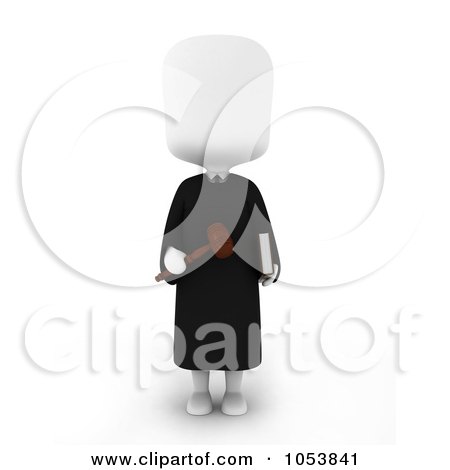 Royalty-Free 3d Clip Art Illustration of a 3d Ivory White Man Judge by BNP Design Studio