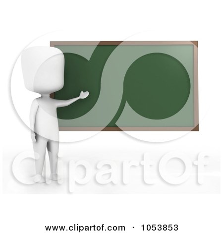 Royalty-Free 3d Clip Art Illustration of a 3d Ivory White Man Teacher By A Chalk Board by BNP Design Studio