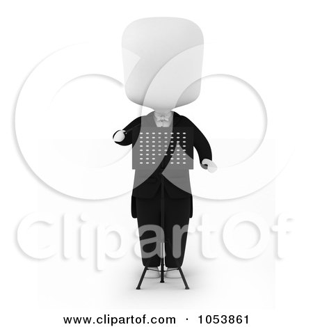 Royalty-Free 3d Clip Art Illustration of a 3d Ivory White Man Music Conductor by BNP Design Studio