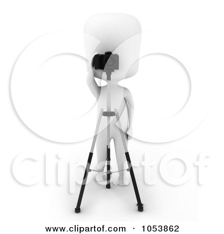 Royalty-Free 3d Clip Art Illustration of a 3d Ivory White Man Photographer by BNP Design Studio