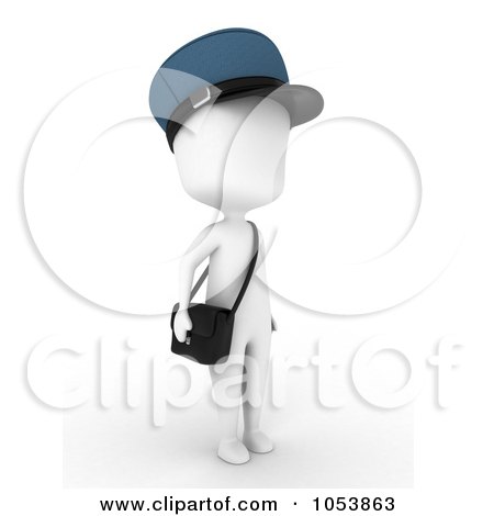Royalty-Free 3d Clip Art Illustration of a 3d Ivory White Man Mailman by BNP Design Studio