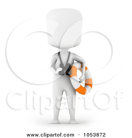 Royalty-Free 3d Clip Art Illustration of a 3d Ivory White Man Life Guard by BNP Design Studio