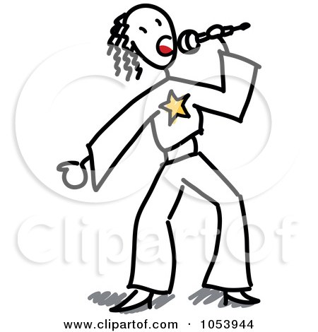 Royalty-Free Vector Clip Art Illustration of a Stick Singer Woman by Frog974