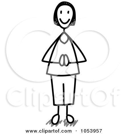 Royalty-Free Vector Clip Art Illustration of a Stick Woman Standing In A Zen Pose by Frog974